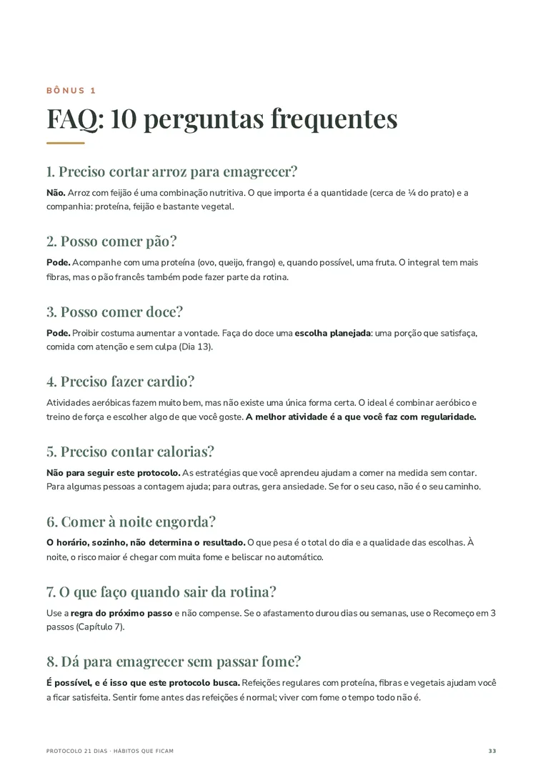 Página do Bônus 1: FAQ com 10 perguntas frequentes